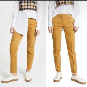 Tory Burch Mustard Yellow Devi Corduroy Straight Leg Trouser Pant Size 25